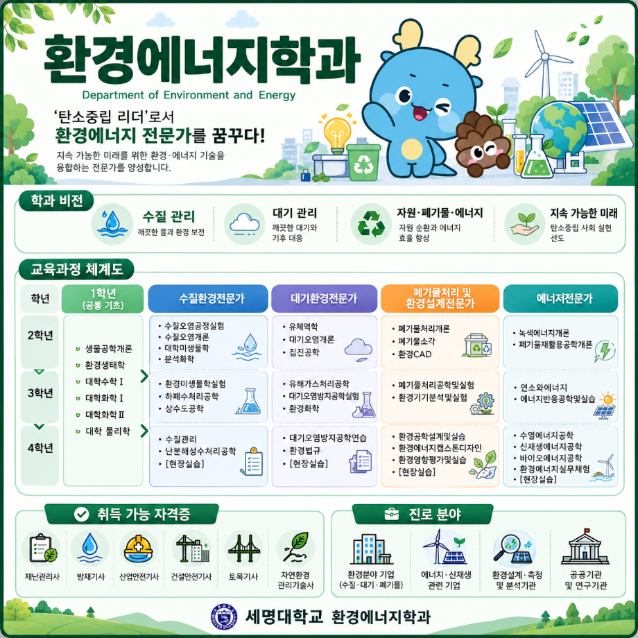 📢환경에너지학과 교육과정 및 취득 가능 자격증
