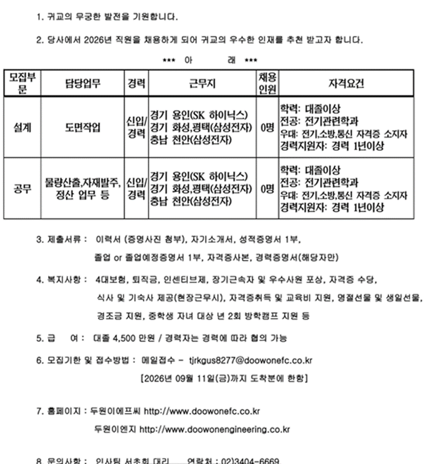 두원그룹 채용공고